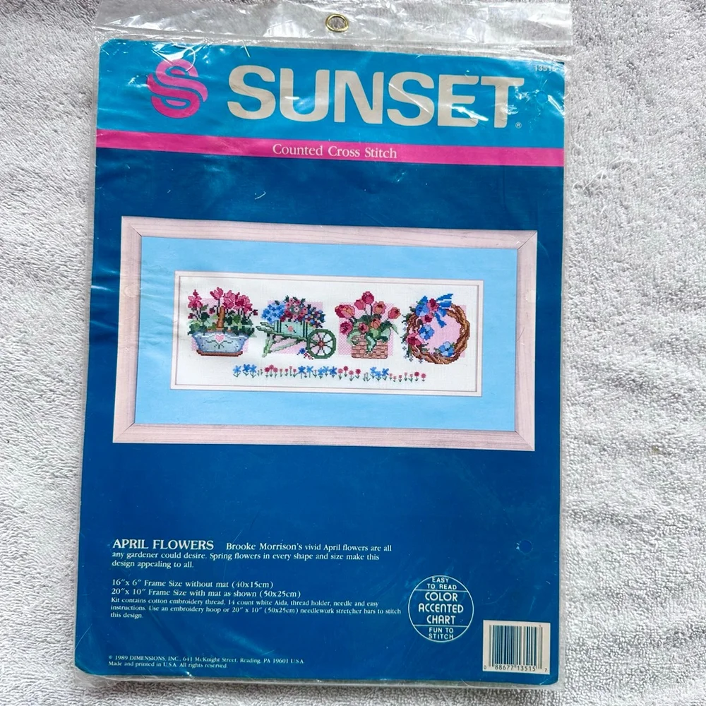 NOS Vintage 1989 Dimensions April Showers Counted Cross Stitch Kit